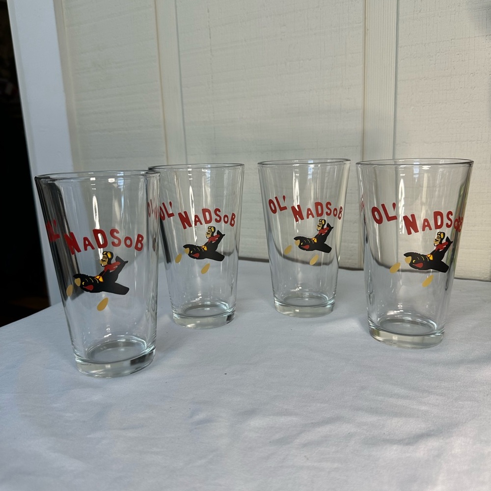 Vintage aviation glassware OL’ NADSOB Air Force Mustang